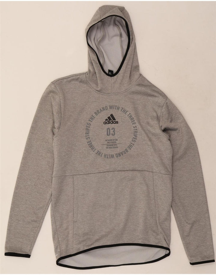 Adidas Herren Graphic Hoodie Pullover Small Grau Polyester