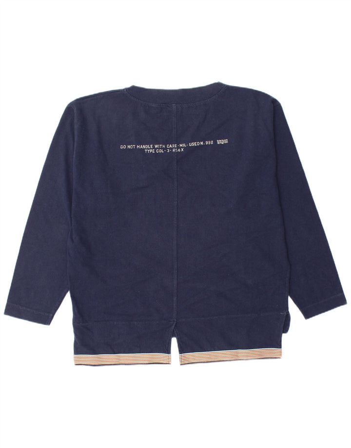 Sisley Womens Graphic Oversized Sweatshirt Pullover UK 14 Medium Marineblau