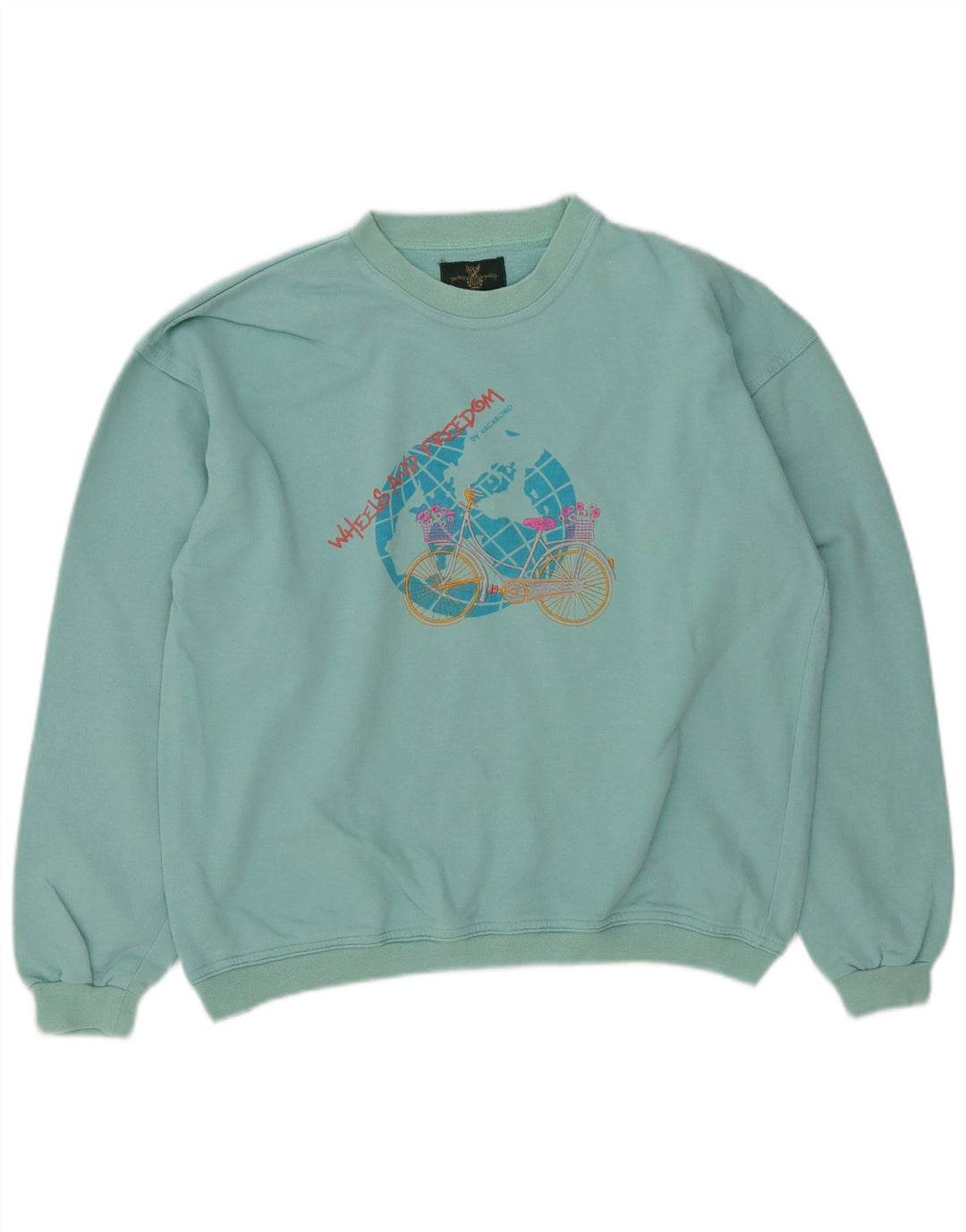 Vagabond Womens Graphic Oversized Sweatshirt Pullover UK 10 Small Türkis