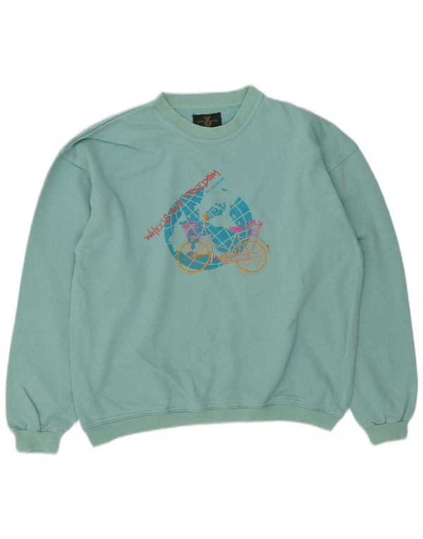 Vagabond Womens Graphic Oversized Sweatshirt Pullover UK 10 Small Türkis