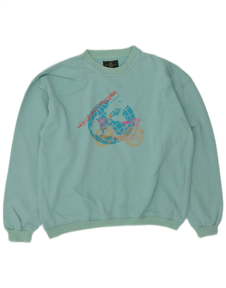 Vagabond Womens Graphic Oversized Sweatshirt Pullover UK 10 Small Türkis