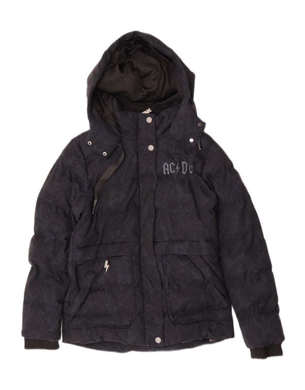 EMP Womens AC DC Graphic Hooded Wattierte Jacke UK 10 Small Marineblau Paisley