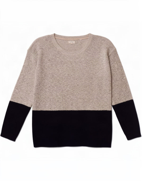 Fat Face Damen-Pullover mit U-Boot-Ausschnitt, UK 12, Mittelgrau, Farbblock