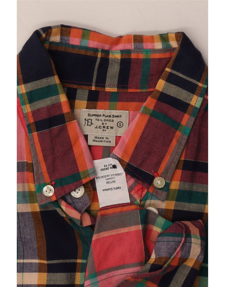 J. CREW Mens Tailored Short Sleeve Flannel Shirt Small Multicoloured Check Vintage J. Crew and Second-Hand J. Crew from Messina Hembry 
