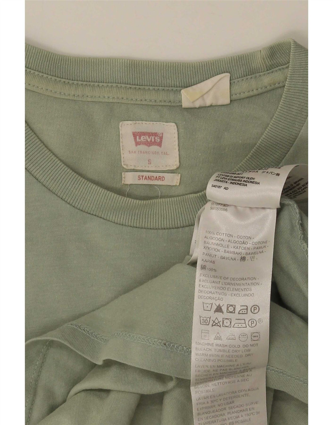 Levi's Herren Standard T-Shirt Top Small Grün Baumwolle