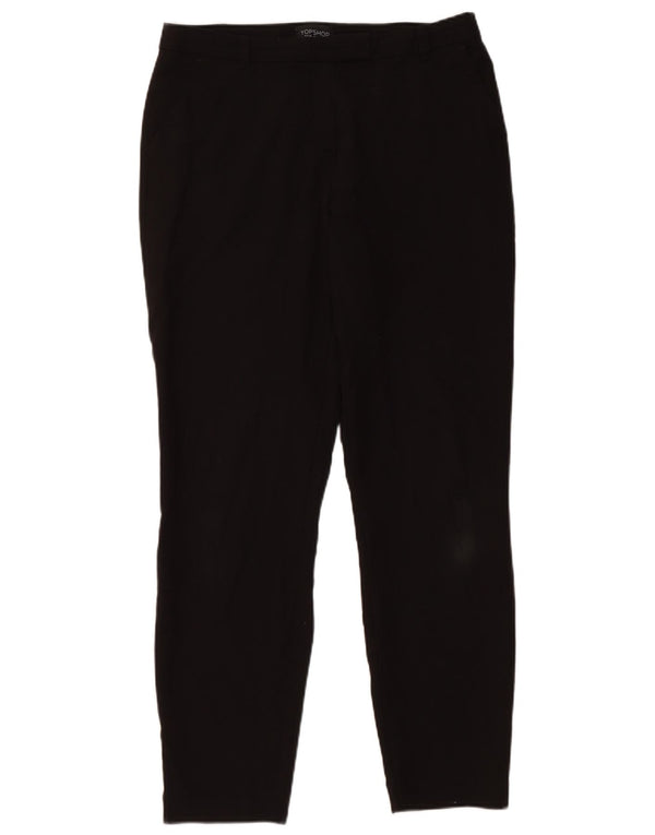Topshop Damen Slim Anzughose UK 10 Small W30 L28 Schwarz Polyester