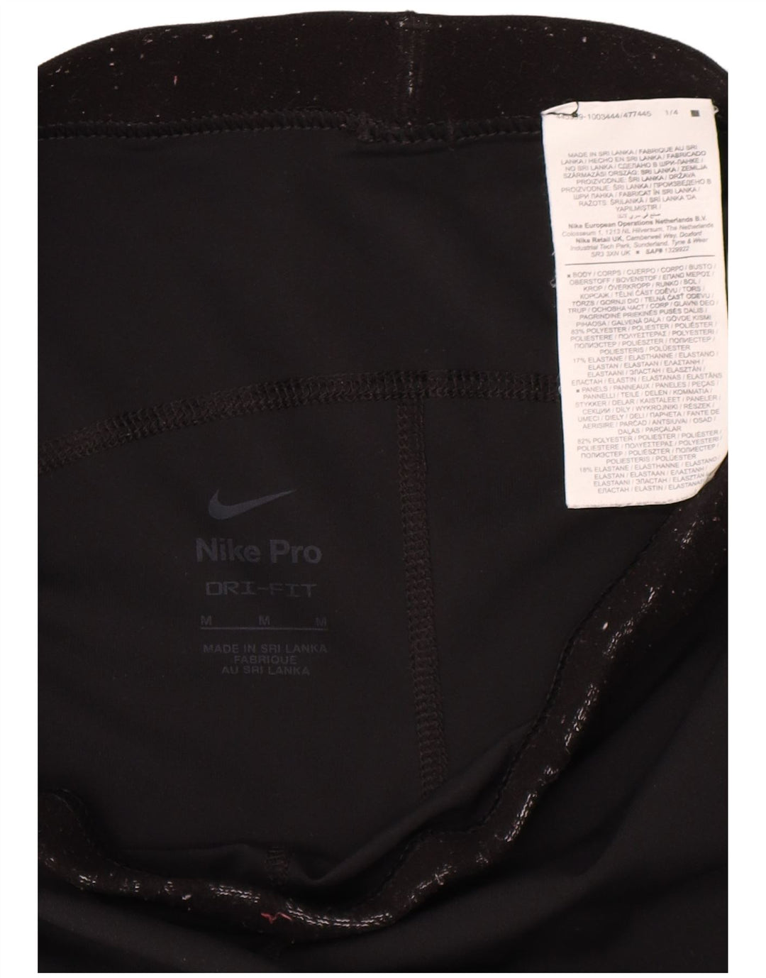 Nike Damen Dri Fit Graphic Leggings UK 12 Mittelschwarzes Polyester