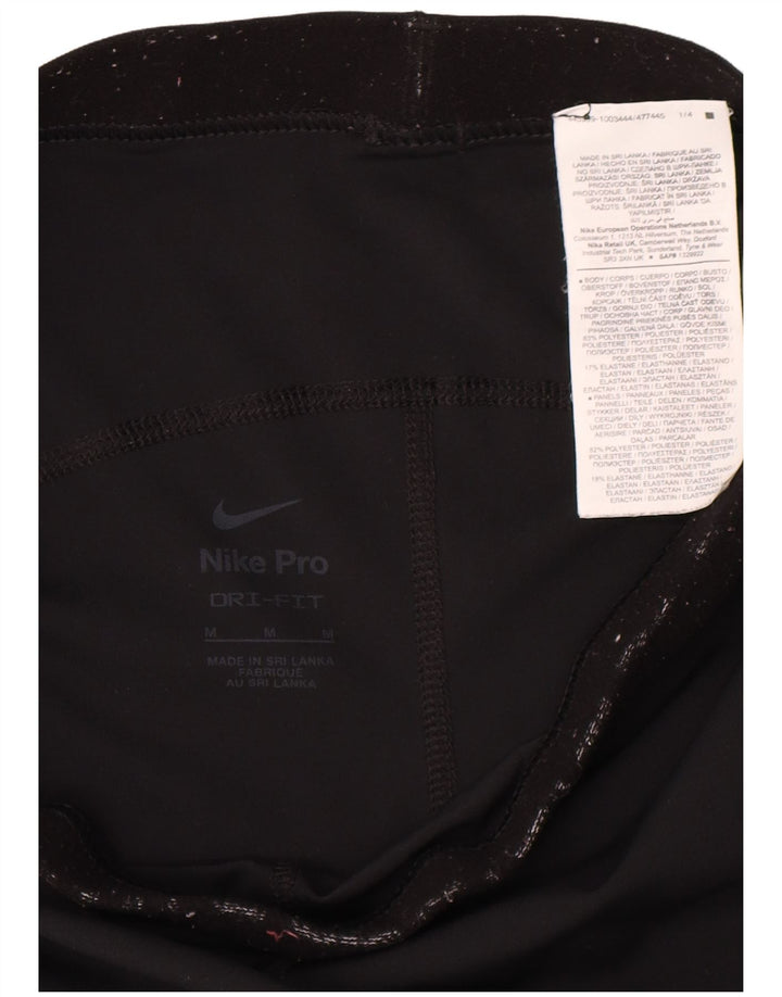 Nike Damen Dri Fit Graphic Leggings UK 12 Mittelschwarzes Polyester
