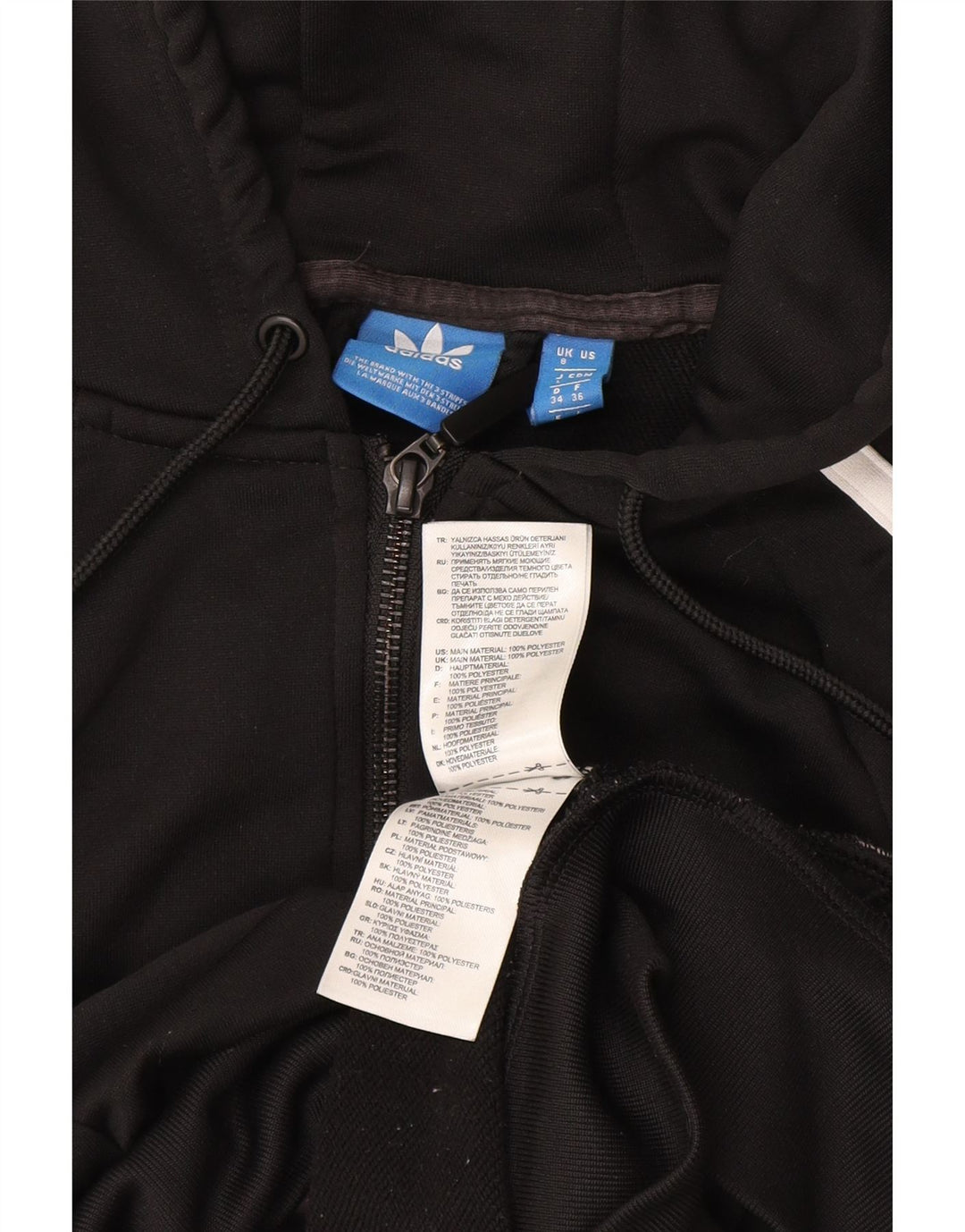 Adidas Damen Zip Hoodie Pullover UK 8 Small Schwarz Polyester
