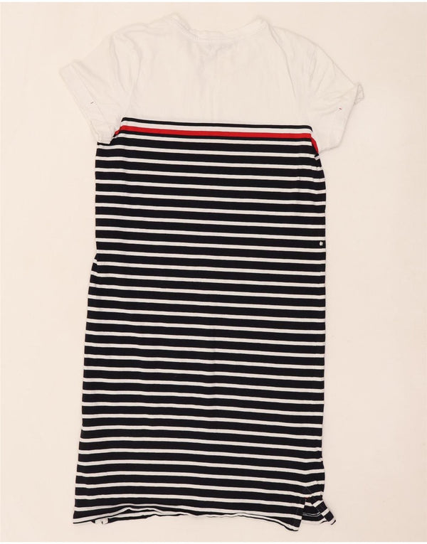 Tommy Hilfiger Damen T-Shirt-Kleid UK 10 Small Schwarz gestreift Baumwolle