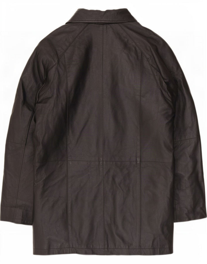 Milan Damen Ledermantel UK 12 Mittelschwarz geblümt