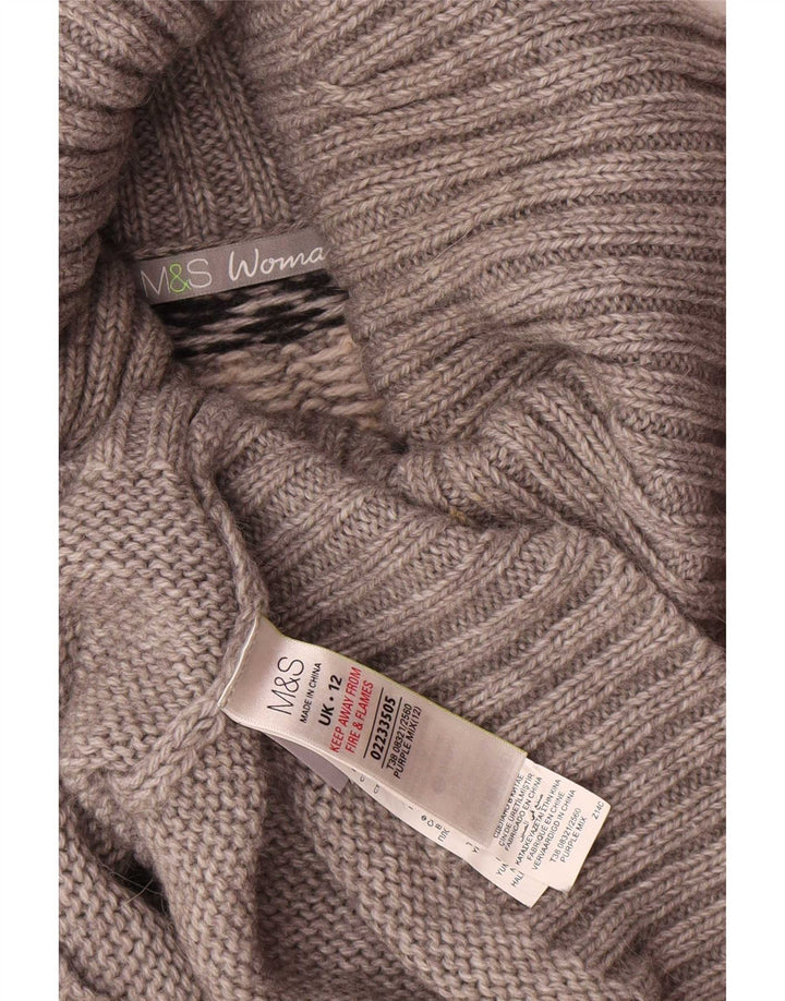 Marks & Spencer Rollkragenpullover für Damen, UK 12, Mittelgrau, Fair Isle