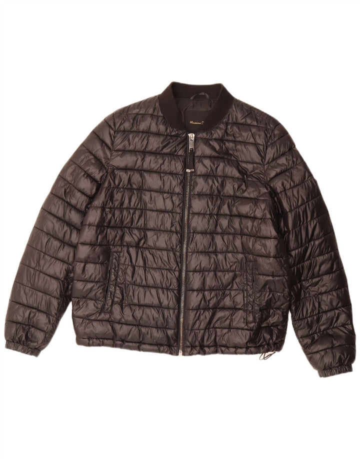 Massimo Dutti Damen Wattierte Jacke UK 16 Large Schwarz Polyester