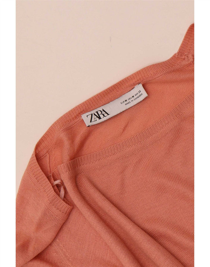 Zara Damen-Blusenoberteil mit entspannter Passform, UK 14, Mittelrosa