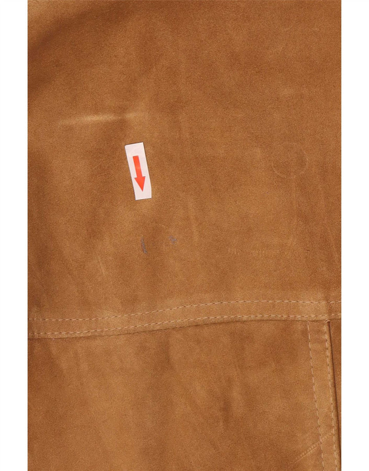 Firenze Damen-Blazer aus Wildleder mit 2 Knöpfen, UK 14, mittelbeigefarbenes Leder