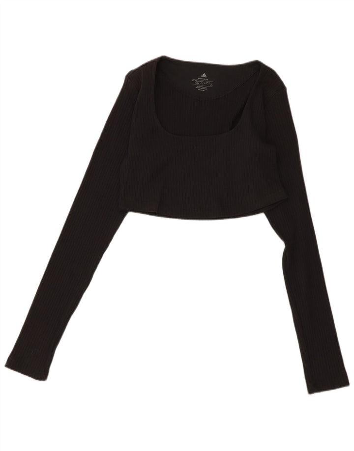 Adidas Damen Langarm Crop Top UK 14 Large Grau