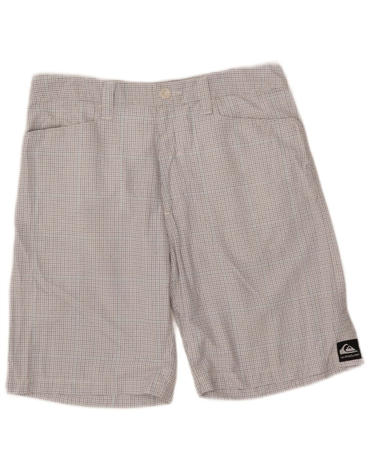 Quiksilver Herren-Cargoshorts W32, großes, weiß kariertes Polyester