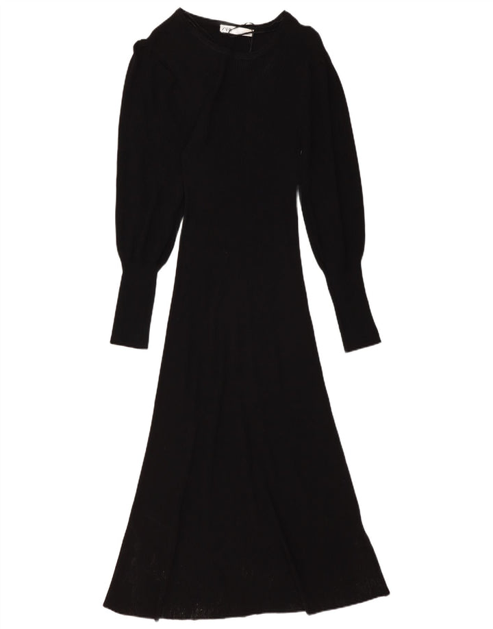 ZARA Damen Pulloverkleid UK 6 Small Schwarz Viskose