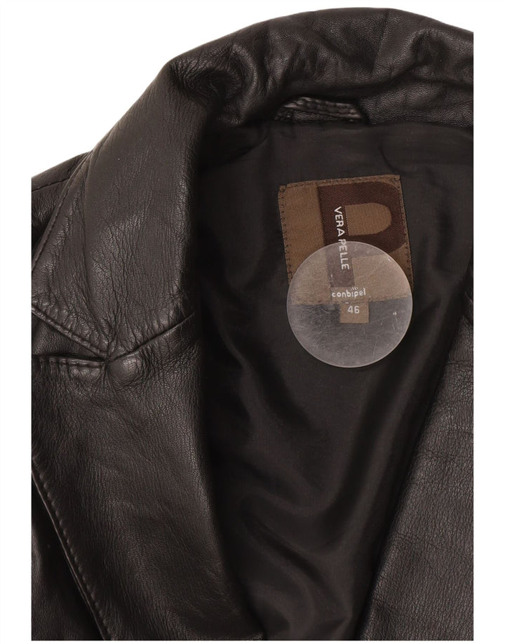 Conbipel Damen-Blazerjacke mit 1 Knopf und 2 Knöpfen, IT 46, großes schwarzes Leder