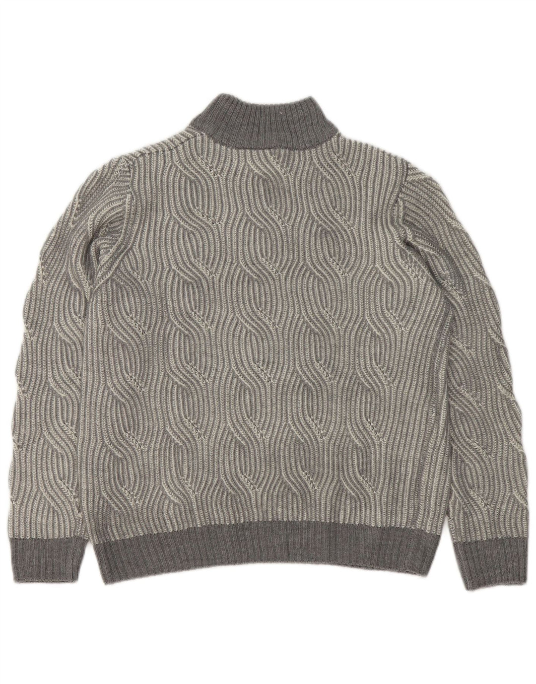 Vintage Herren Rollkragenpullover Pullover UK 40/42 Mittelgrau Geometrisch