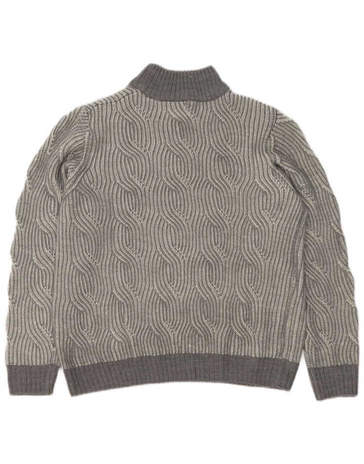 Vintage Herren Rollkragenpullover Pullover UK 40/42 Mittelgrau Geometrisch