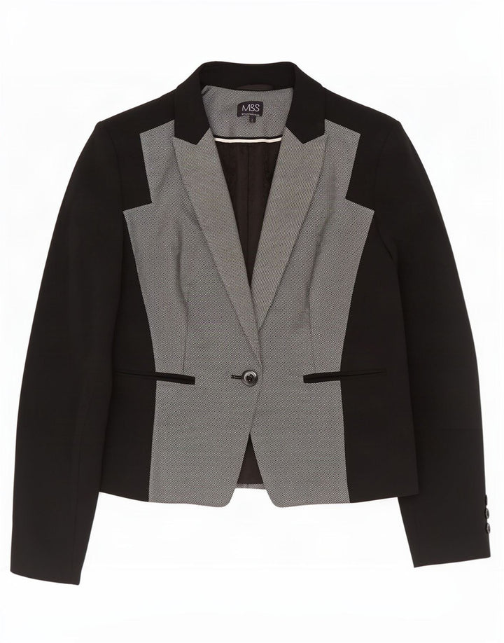 Marks & Spencer Damen-Blazer mit 1 Knopf, Gr. 14, Schwarz, Farbblock