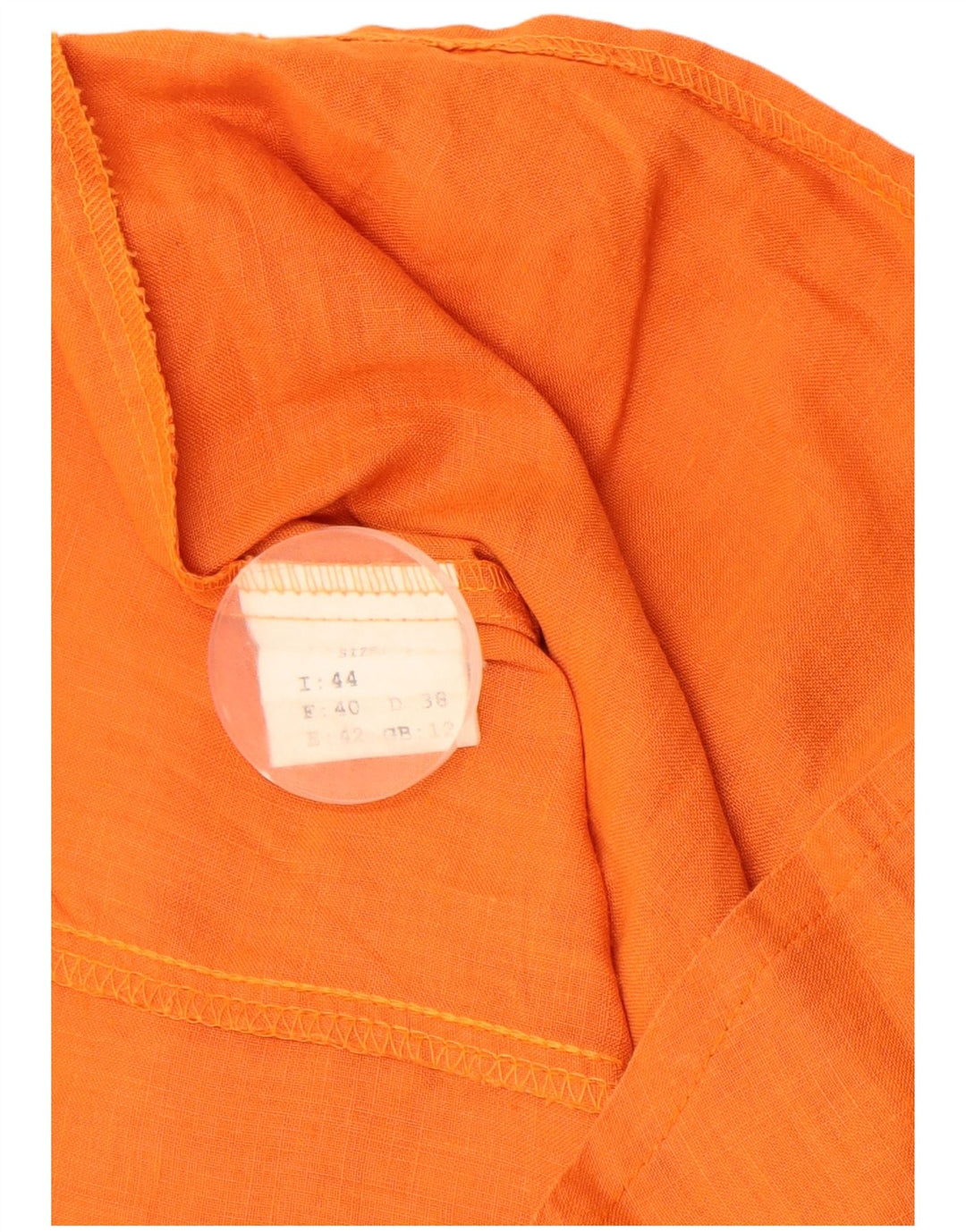 VINTAGE Damen Kurzarmhemd UK 12 Mittelorange Leinen