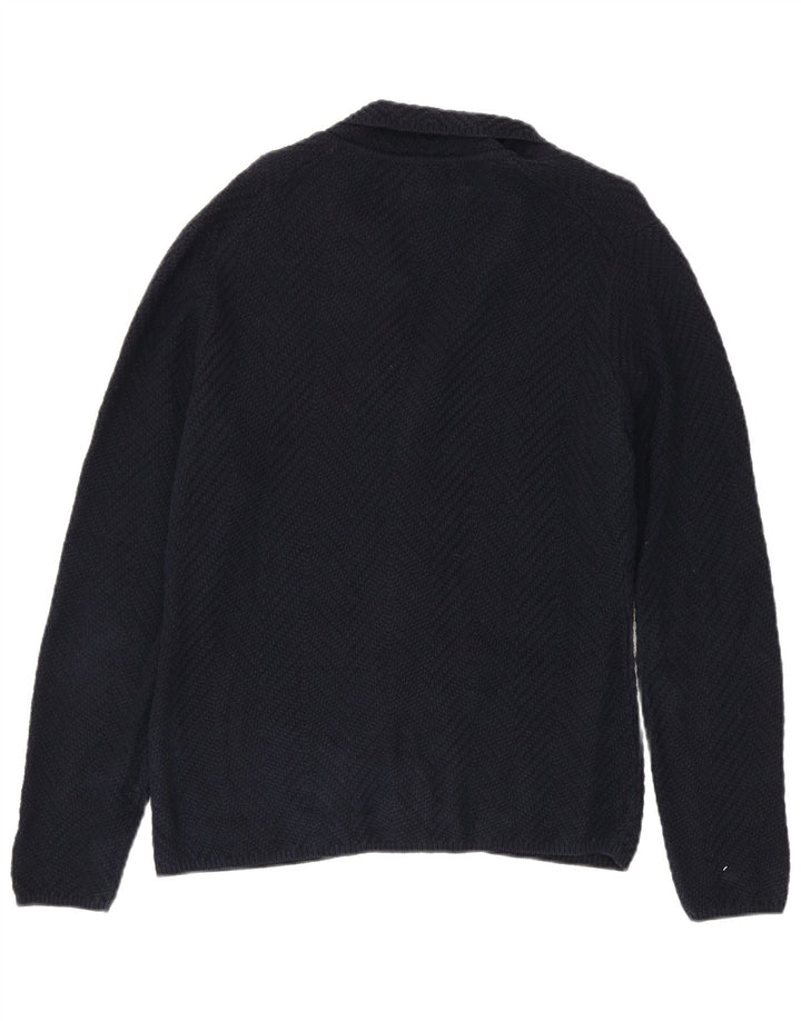 Massimo Dutti Herren-Strickjacke aus mittelblauer Baumwolle