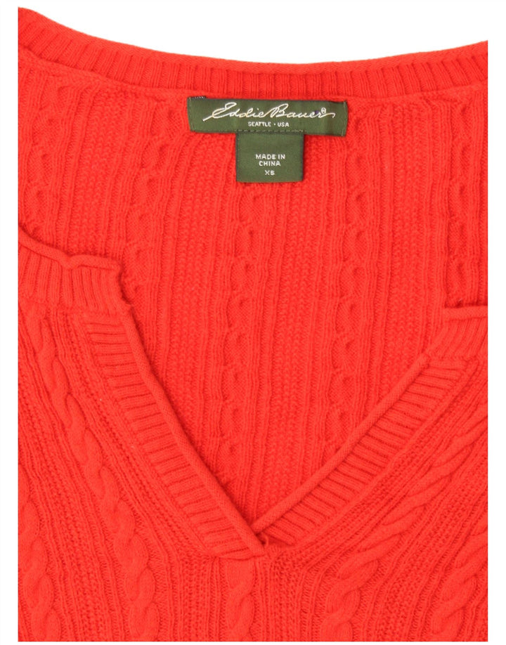 EDDIE BAUER Damen-Pullover, übergroß, 3/4-Ärmel, V-Ausschnitt, Gr. 6, XS, Rot
