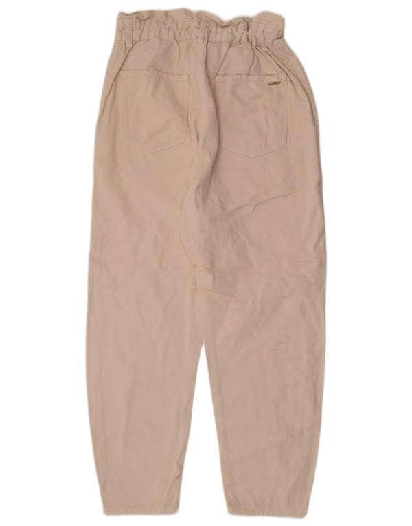 Zara Damen-Jeans mit hoher Taille, kurz geschnitten, EU 38, Größe S, W28, L25, Beige, Baumwolle