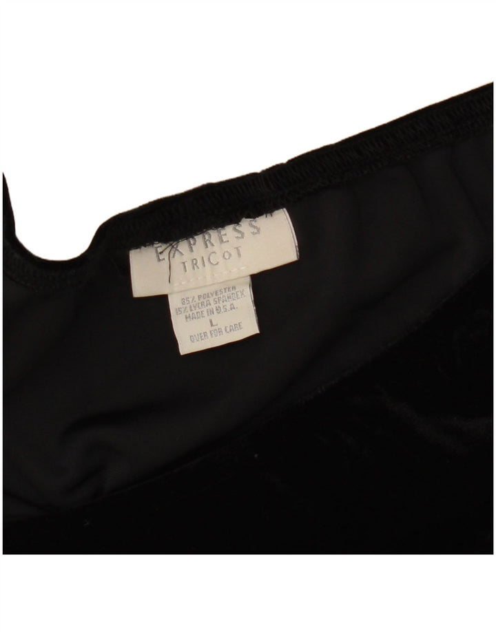 Vintage Damen Samt Maxirock UK 16 Large W34 Schwarz Polyester