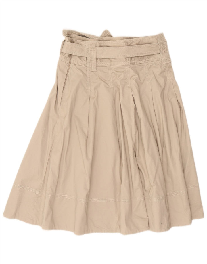 Zara Damen Faltenrock in A-Linie, mittelgroß, W28, beige Baumwolle