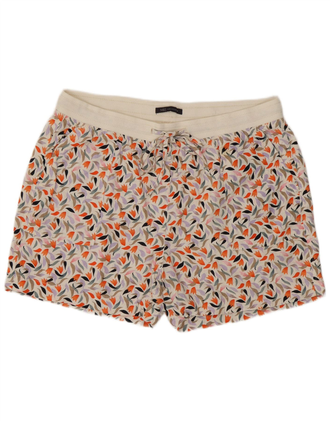 Marks & Spencer Damen-Shorts, UK 16, großes, mehrfarbiges, geblümtes Leinen