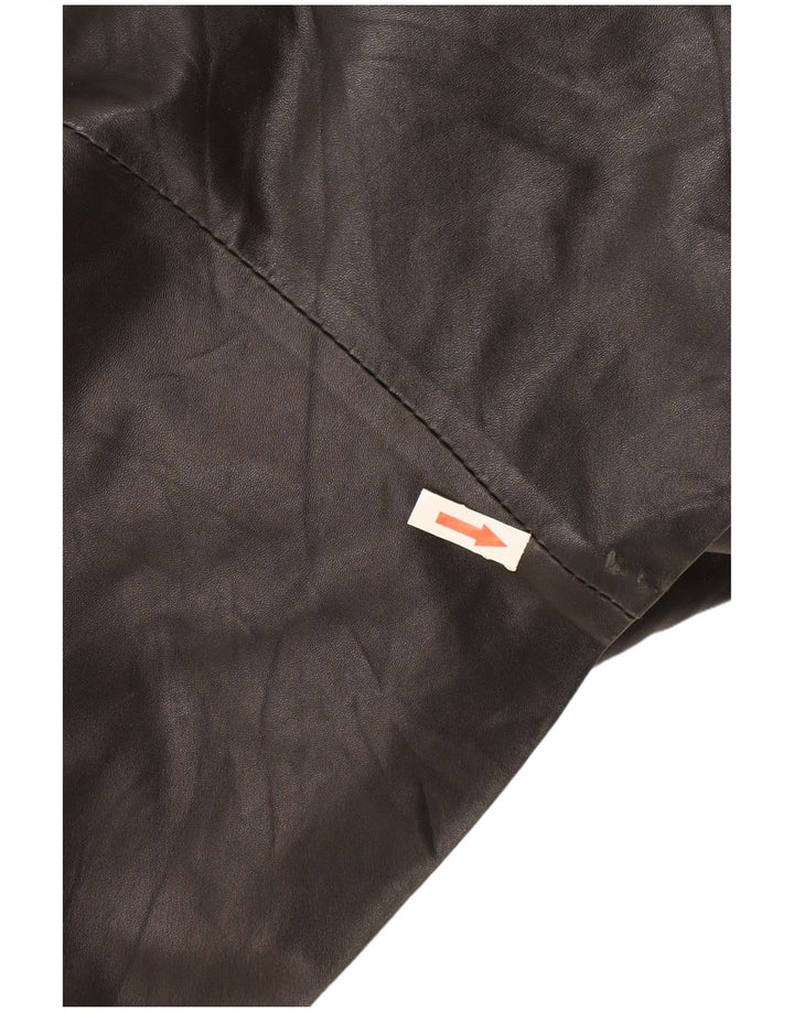 Vintage Damen Ledermantel UK 16 Large Schwarz