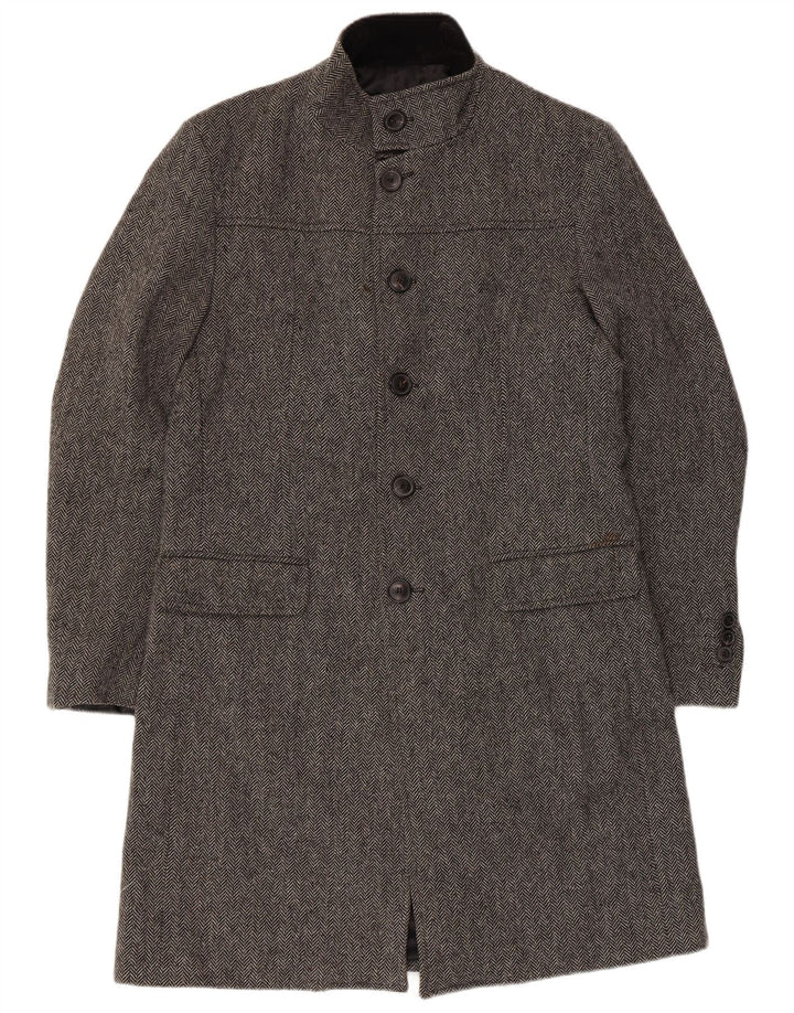 Zara Herren Longline Classic Fit Mantel UK 40 Large Grau Herringbone