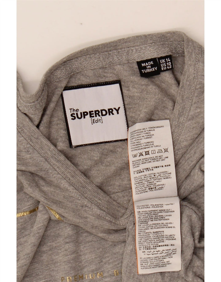 SUPERDRY Grafik-T-Shirt-Oberteil für Damen, UK 14, Größe L, Grau, Baumwolle