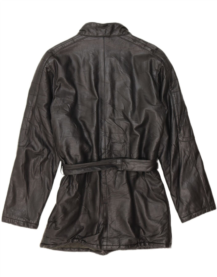 GALLOTTI Mens Leather Coat IT 48 Medium Black Vintage Gallotti and Second-Hand Gallotti from Messina Hembry 
