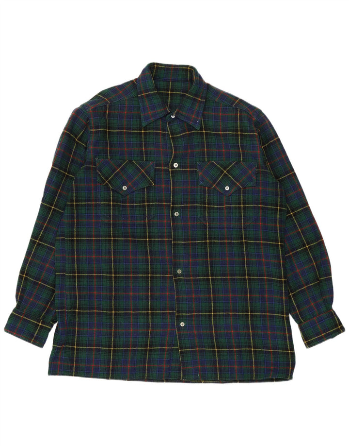 Vintage Herren Flanellhemd groß grün kariert