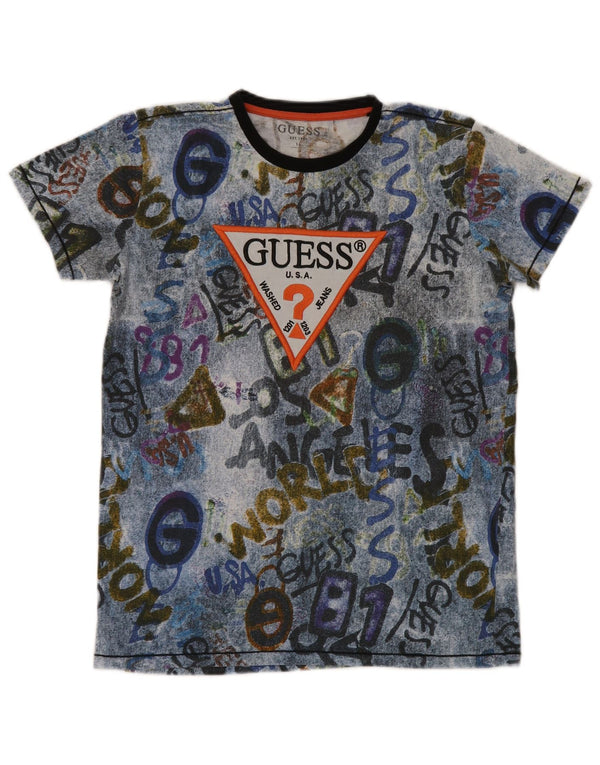 Guess Grafik-T-Shirt für Jungen, 15–16 Jahre, blaue Baumwolle