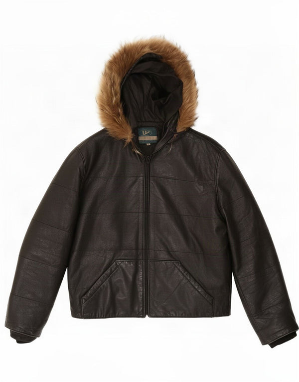 Pellitalia Damen-Lederjacke mit Kapuze, UK 14, mittelschwarz