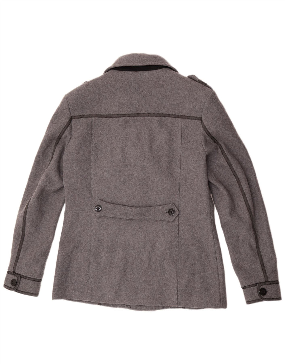 Zu Elements Herren Pea Coat UK 42 XL Graue Wolle