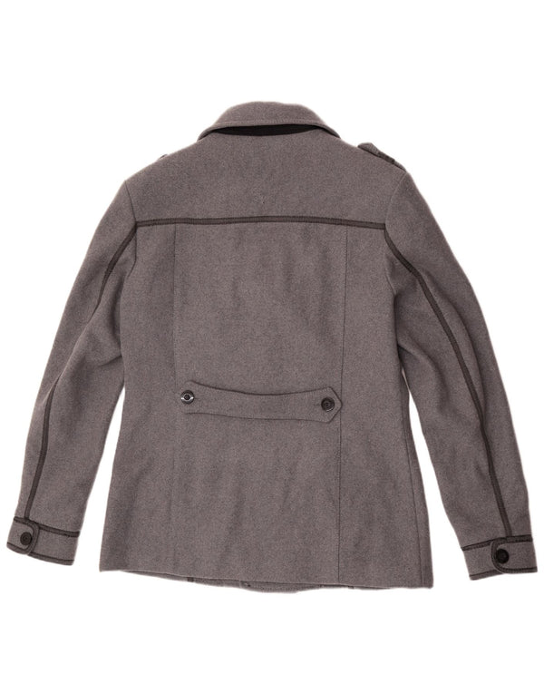 Zu Elements Herren Pea Coat UK 42 XL Graue Wolle