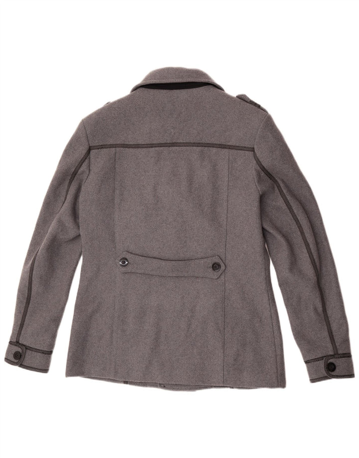 Zu Elements Herren Pea Coat UK 42 XL Graue Wolle