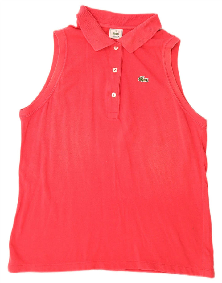 LACOSTE Damen ärmelloses Poloshirt, Größe 44, große rosa Baumwolle