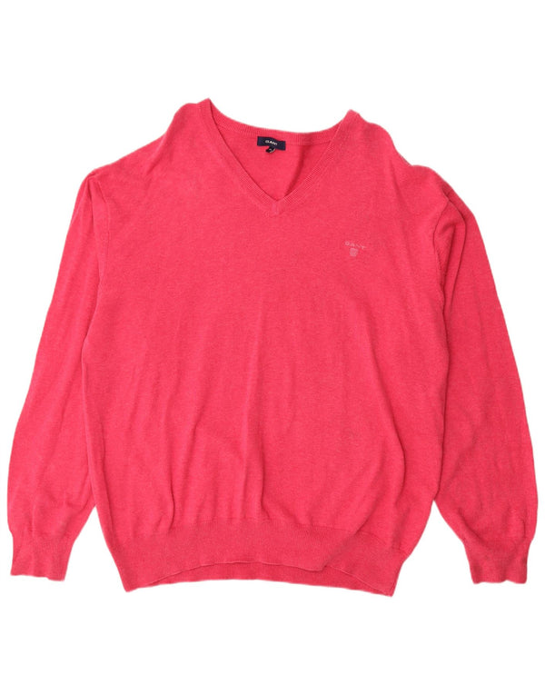 Gant Damen-Pullover mit V-Ausschnitt, UK 22 3XL, rosa Baumwolle