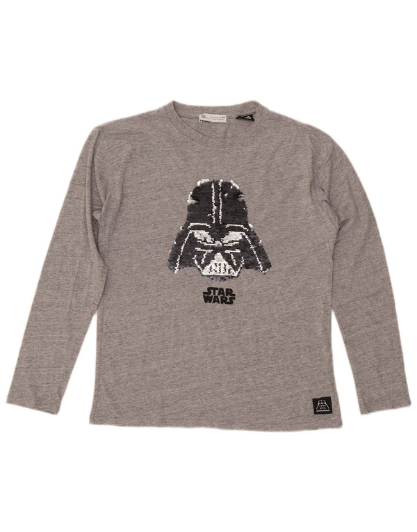 ZARA Mädchen Graphic Top Langarm 11-12 Jahre Graue Baumwolle