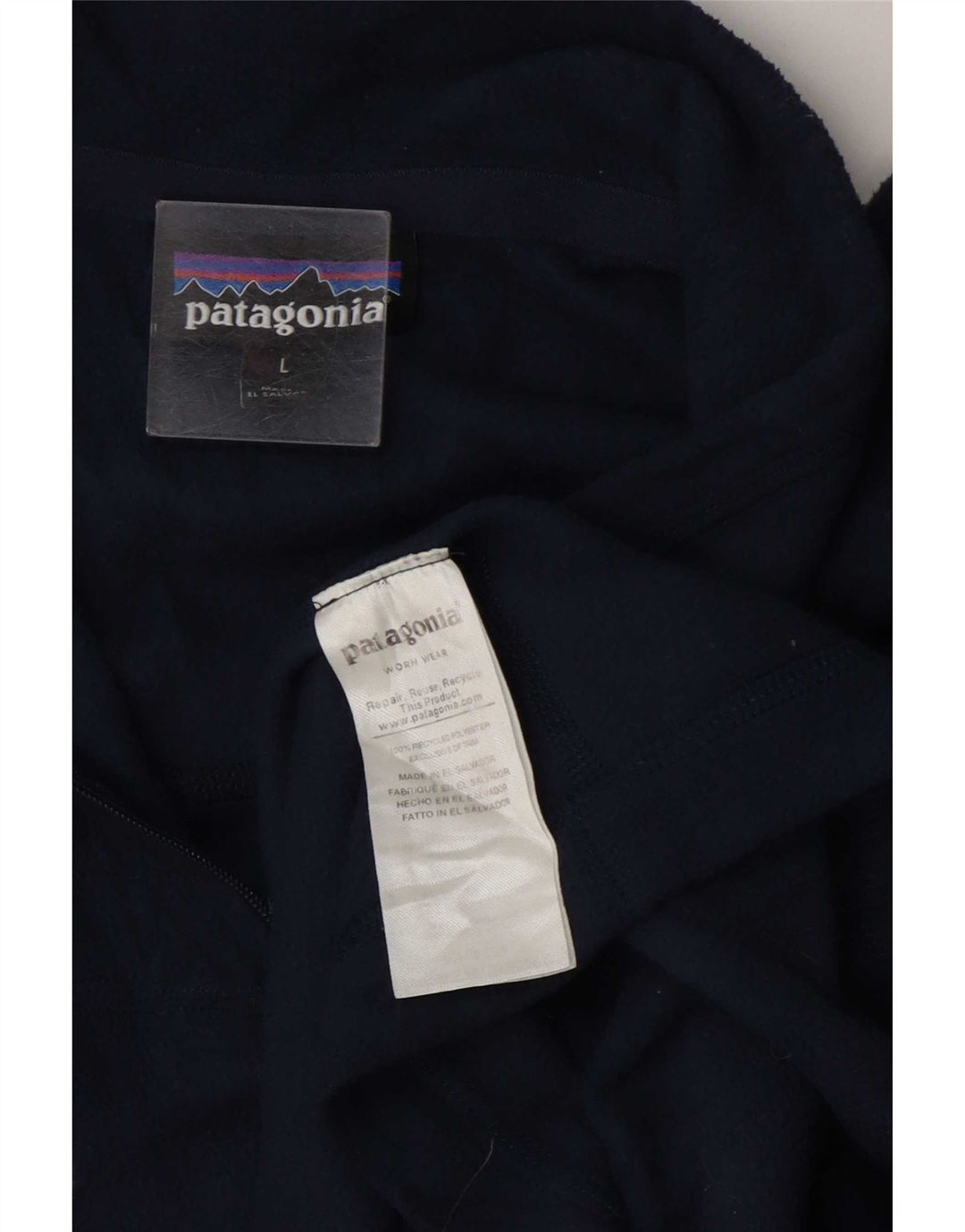 Patagonia Herren-Fleecepullover mit Reißverschluss am Hals, groß, marineblaues Polyester