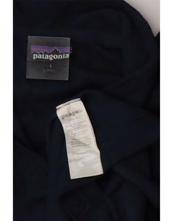 Patagonia Herren-Fleecepullover mit Reißverschluss am Hals, groß, marineblaues Polyester
