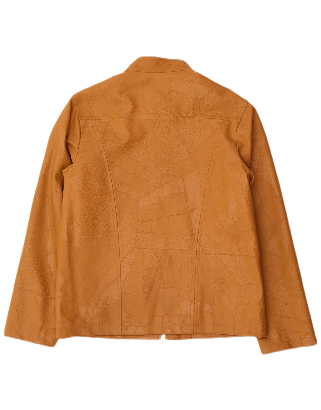 Vintage Damen Kunstlederjacke UK 14 Large Beige Patchwork Polyvinyl