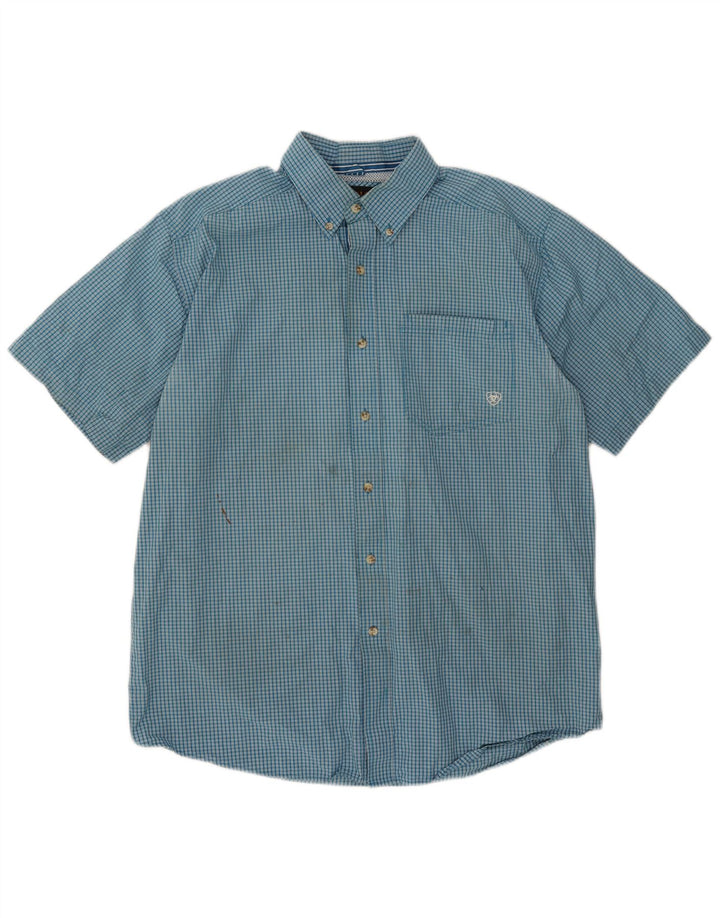 Ariat Herren-Kurzarmhemd, großes blaues Gingham-Muster